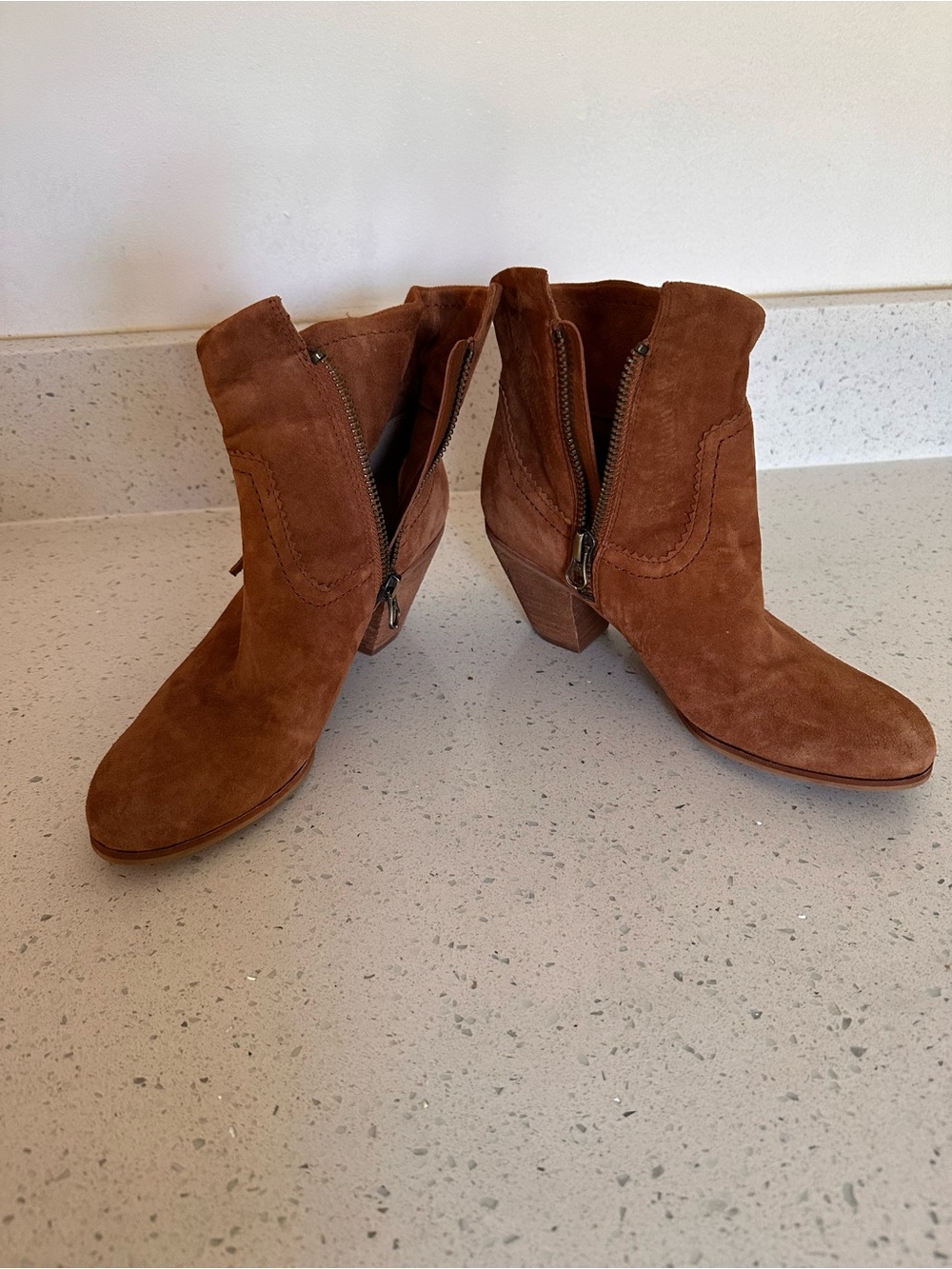 Sam Edelman Louie Saddle Suede Fringe Tassel Ankle Booties 10.5M Western Boho - Picture 4 of 11